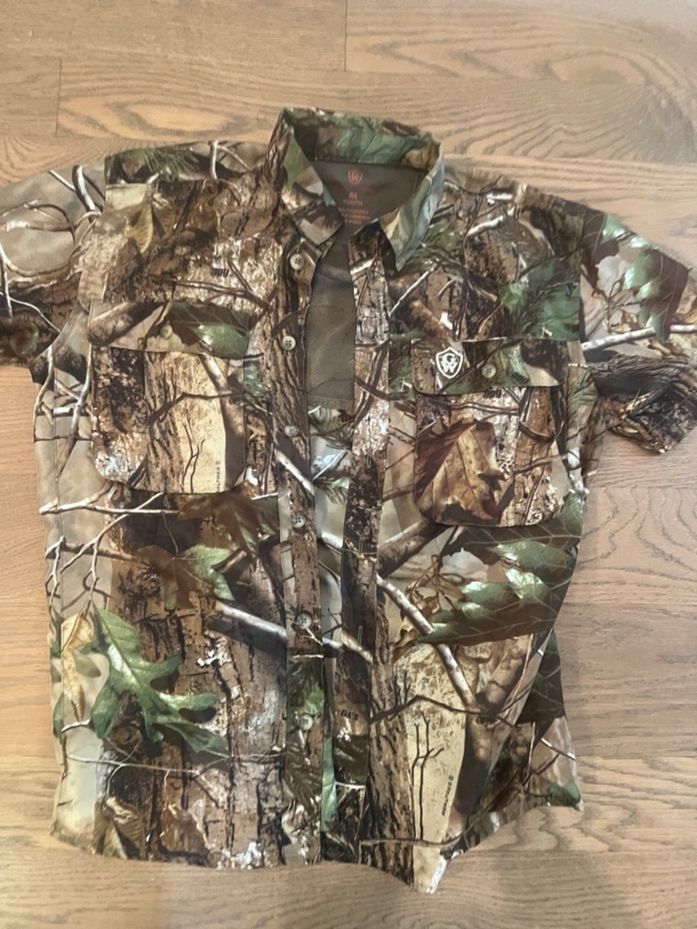 Unbranded Kids Short Sleeve Button-Down Shirt in Brown Camo
